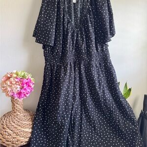 Ava & Viv Black Midi Dress with White Dots